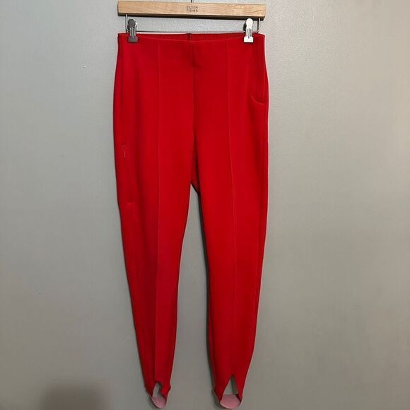 Athleta fleece lined stirrup pleated leggings red pant size 6 - Picture 1 of 9
